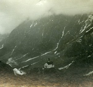 Switzerland Alps Mountain Village Church Old Stereoview Photo 1900