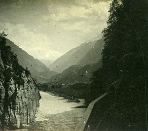 Switzerland Alps Aar Gorges Innertkirchen Old Amateur Stereoview Photo 1900