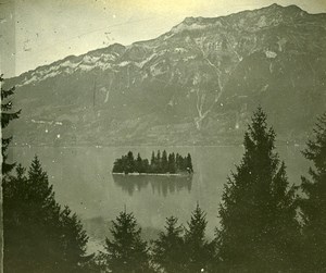 Switzerland Bernese Highlands Schnäggeninseli Old Amateur Stereoview Photo 1900