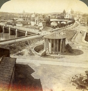 Italy Rome Roma Ancient Tiber & its Island Old Underwood Stereoview Photo 1900