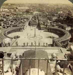 Italy Rome Roma Panorama from St Peter Dome Old Underwood Stereoview Photo 1900