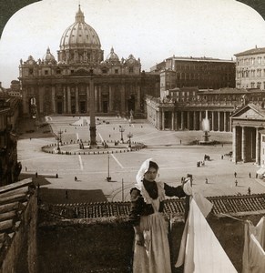 Italy Roma Rome Vatican St Peter's Basilica Old Underwood Stereoview Photo 1900