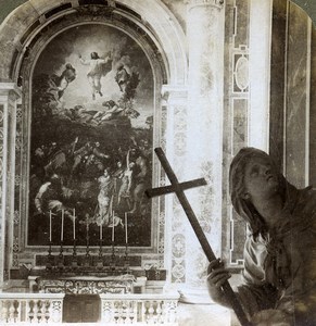 Vatican St Peter Basilica Transfiguration Mosaic Underwood Stereoview Photo 1900