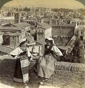 Italy Roma Rome Panorama from Janiculum Old Underwood Stereoview Photo 1900