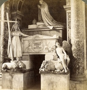 Vatican St Peter Basilica Clement XIII Tomb Old Underwood Stereoview Photo 1900