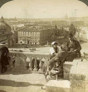 Italy Roma Panorama from Monte Pincio Old Underwood Stereoview Photo 1900