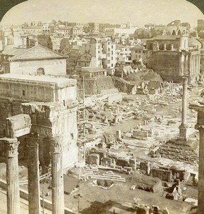 Rome Roman Forum Arch Septimius Vespasian Temple Underwood Stereoview Photo 1900