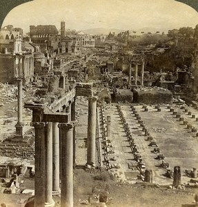 Italy Rome Roman Forum View from Capitol Underwood Stereoview Photo 1900