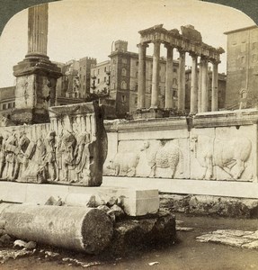 Roman Forum Trajan Bas-reliefs Column of Phocas Underwood Stereoview Photo 1900