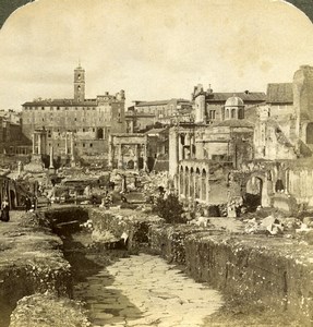 Italy Rome Roman Forum Capitol & Via Sacra Old Underwood Stereoview Photo 1900