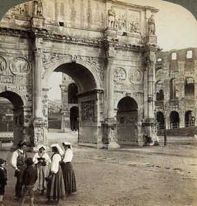 Italy Rome Roma Arch of Constantine Old Underwood Stereoview Photo 1900