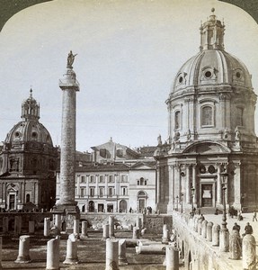 Italy Rome Roma Trajan's Forum Old Underwood Stereoview Photo 1900