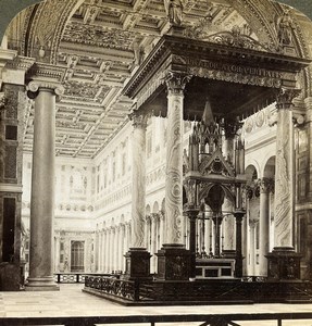 Rome Roma Basilica St Paul outside the walls Altar Stereoview Underwood 1900