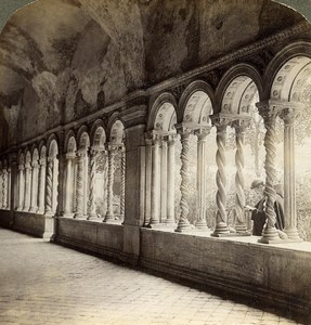 Italy Rome Roma Cloister of St Paul Basilica Old Underwood Stereoview Photo 1900