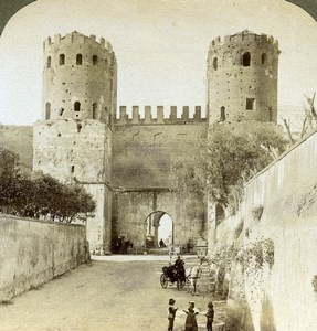 Rome Roma Gate of St Sebastien Porta Appia Old Underwood Stereoview Photo 1900