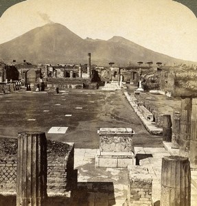 Italy Pompeii & Vesuvius Volcano Old Underwood Stereoview Photo 1900