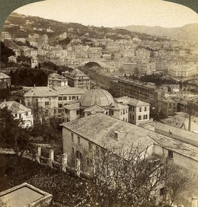 Italy Genoa View from the Rosazza Gardens Old Underwood Stereoview Photo 1900