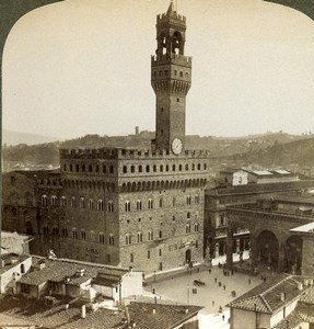 Italy Florence Firenze Palazzo Vecchio Old Underwood Stereoview Photo 1900