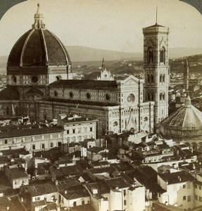 Italy Florence Firenze Duomo Panorama Old Underwood Stereoview Photo 1900