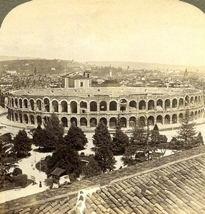 Italy Verona Arena Roman Amphitheater Old Underwood Stereoview Photo 1900