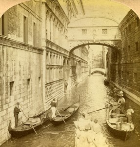 Italy Venice Venezia Bridge of Sighs Old Underwood Stereoview Photo 1900