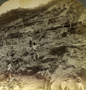 Panama Canal Construction Culebra Cut Old Stereoview Underwood 1904