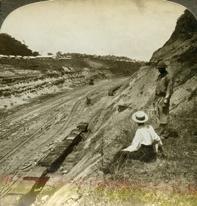 Panama Canal Construction Culebra Cut Old Stereoview Underwood 1904