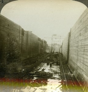 Panama Canal Construction Gatun Locks Old Stereoview Underwood 1904