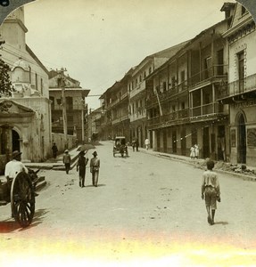 Panama Nice Street of Panama Old Stereoview Underwood 1904