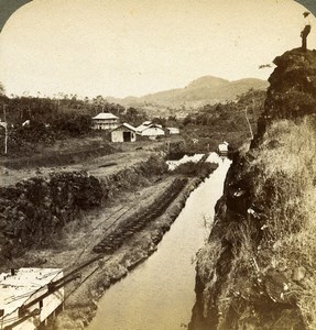 Panama Canal Construction unfinished cut Obispo Old Stereoview Underwood 1904