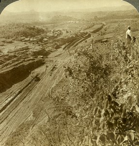 Panama Canal Construction unfinished cut Culebra Old Stereoview Underwood 1906