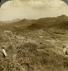 Panama Canal Construction Top of Culebra Cut Old Stereoview Underwood 1907