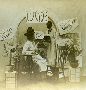 USA Naughty Series A Pousse Cafe Woman & Waiter Old Stereoview Photo 1900