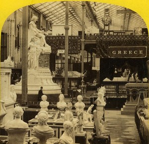 London 1862 International Exhibition Grecian Court Greece Old Stereoview Photo