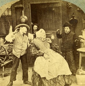 United Kingdom Scene de Genre The Coming Storm Old Stereoview Photo 1865