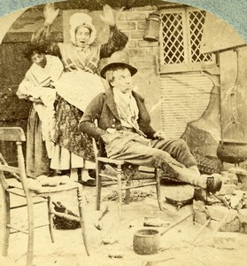 United Kingdom Scene de Genre Birth of an Heir Old Stereoview Photo 1865