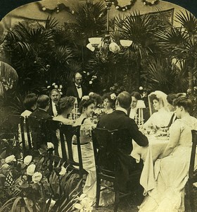 USA Scene de Genre the Wedding Breakfast Old HC White Stereoview Photo 1902