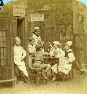 French Scene de Genre at the Cabaret Old Block Stereoview Photo 1870