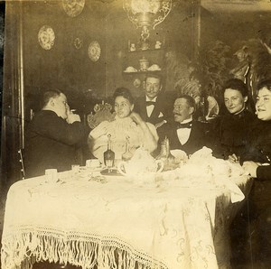 France The Breakfast Family Group Old Amateur Stereoview Photo 1900