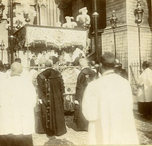 France Religious Service Procession Paris? Old Amateur Stereoview Photo 1900