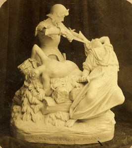 United Kingdom Sculpture Sir Calepine Rescuing Serena Old Stereoview Photo 1865