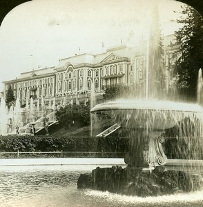 Russia Saint Petersburg Peterhof Palace Fountain HC White Stereoview Photo 1901