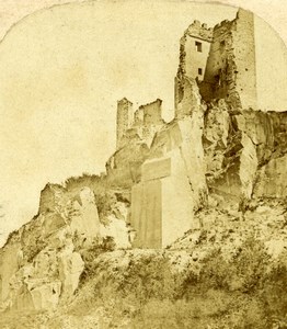 Germany Rhine Drachenfels Burg Ruins Old Photo Stereoview 1860