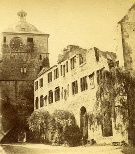 Germany Grand Duchy of Baden Heidelberg Tower Old Stereoview Photo Lange 1870