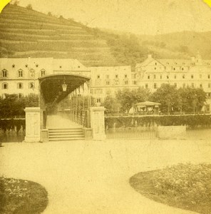 Germany River Rhine Ems Iron Bridge Old Photo Stereoview 1870