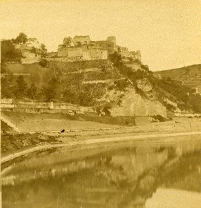 Germany Sankt Goar & Burg Rheinfels Castle Old Photo Stereoview 1870