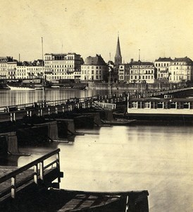 Germany Koln Cologne Bridge of Boats Old Photo Stereoview Eisen 1880