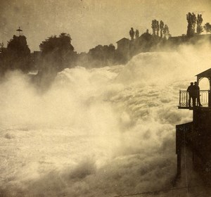 Switzerland Rhine Falls Neuhausen Rheinfall Old Photo Stereoview 1880