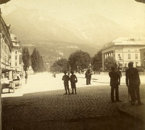 Austria Tyrol Innsbruck Rennweg Street Scene Old Photo Stereoview 1890