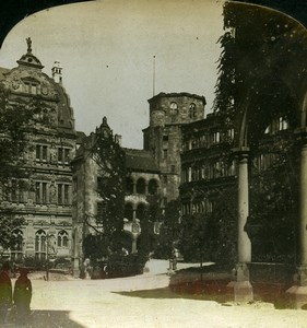 Germany Heidelberg Castle Interior Court Old Photo Stereoview HC White 1900